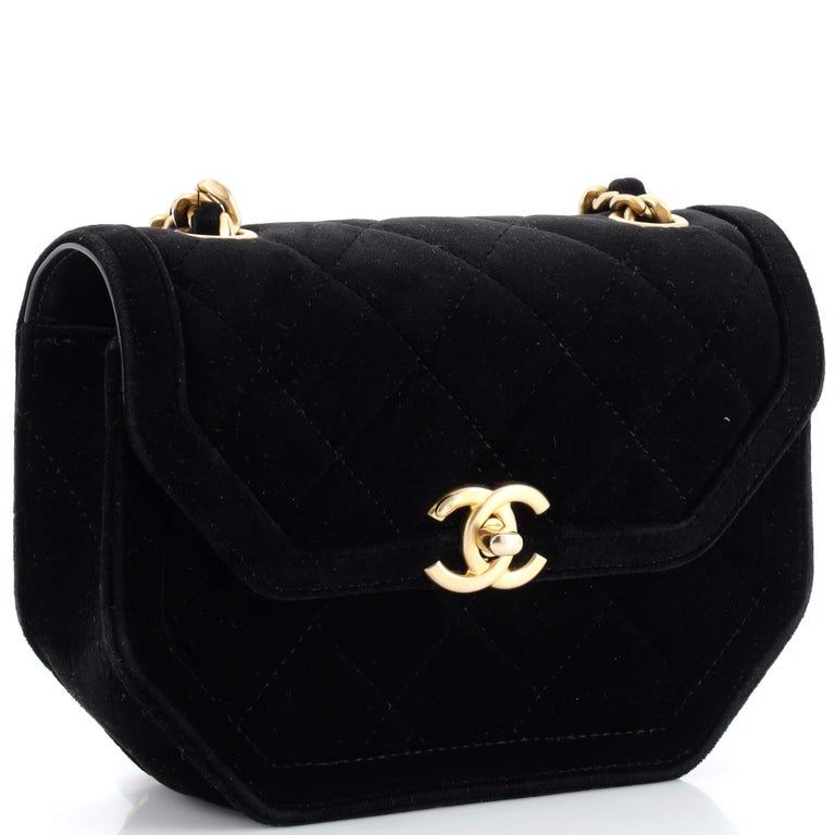 Classic CC Chanel Black Velvet Flap Bag, Small