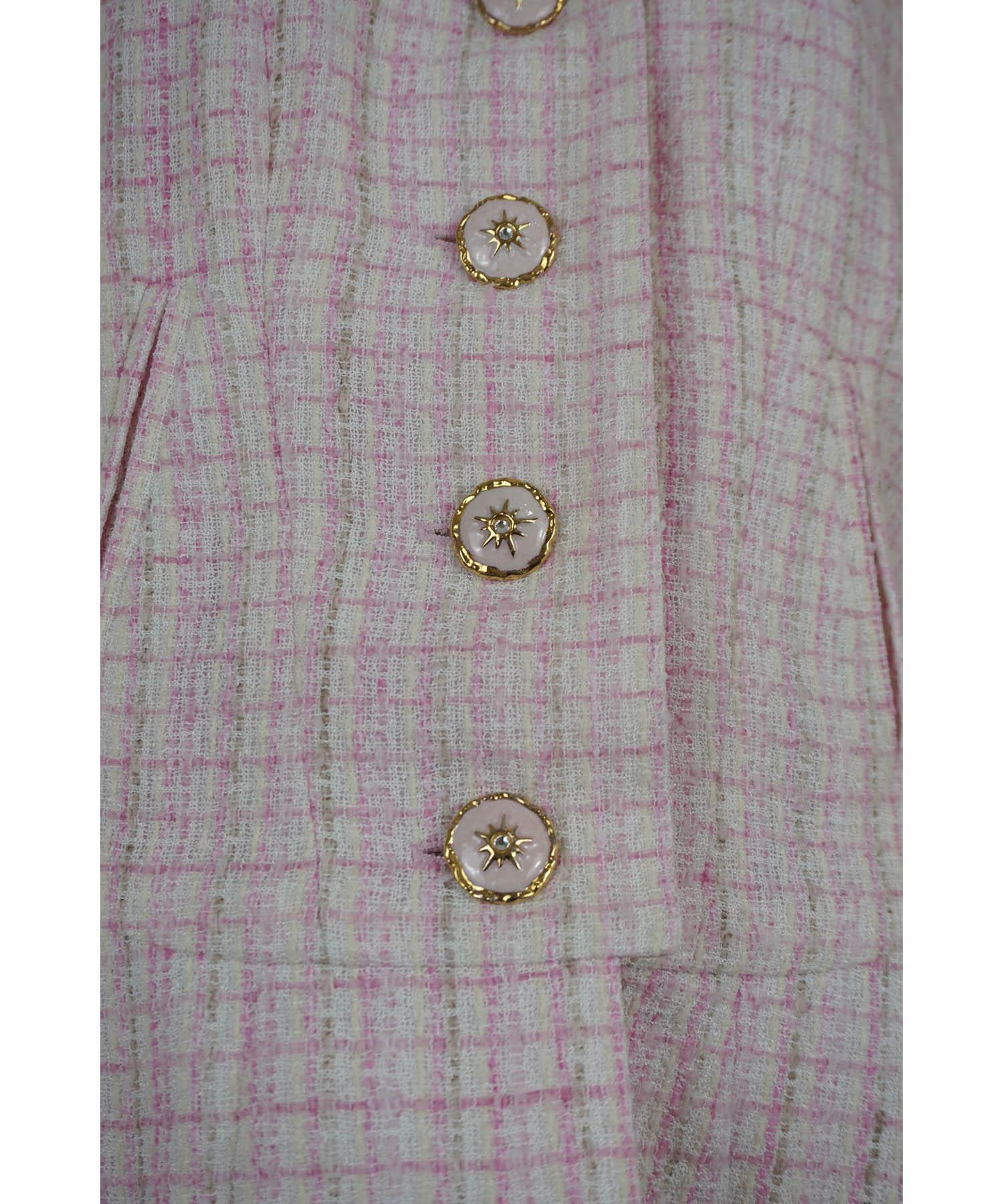 Chanel Veste en tweed à carreaux bordée de rubans et de franges 2013C en vente 2