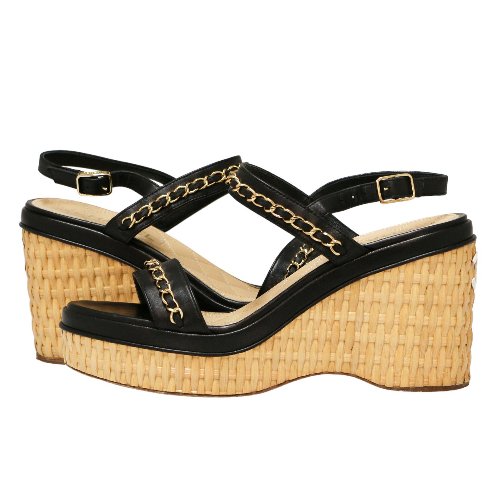 Beige Chanel Platform Sandals For Sale