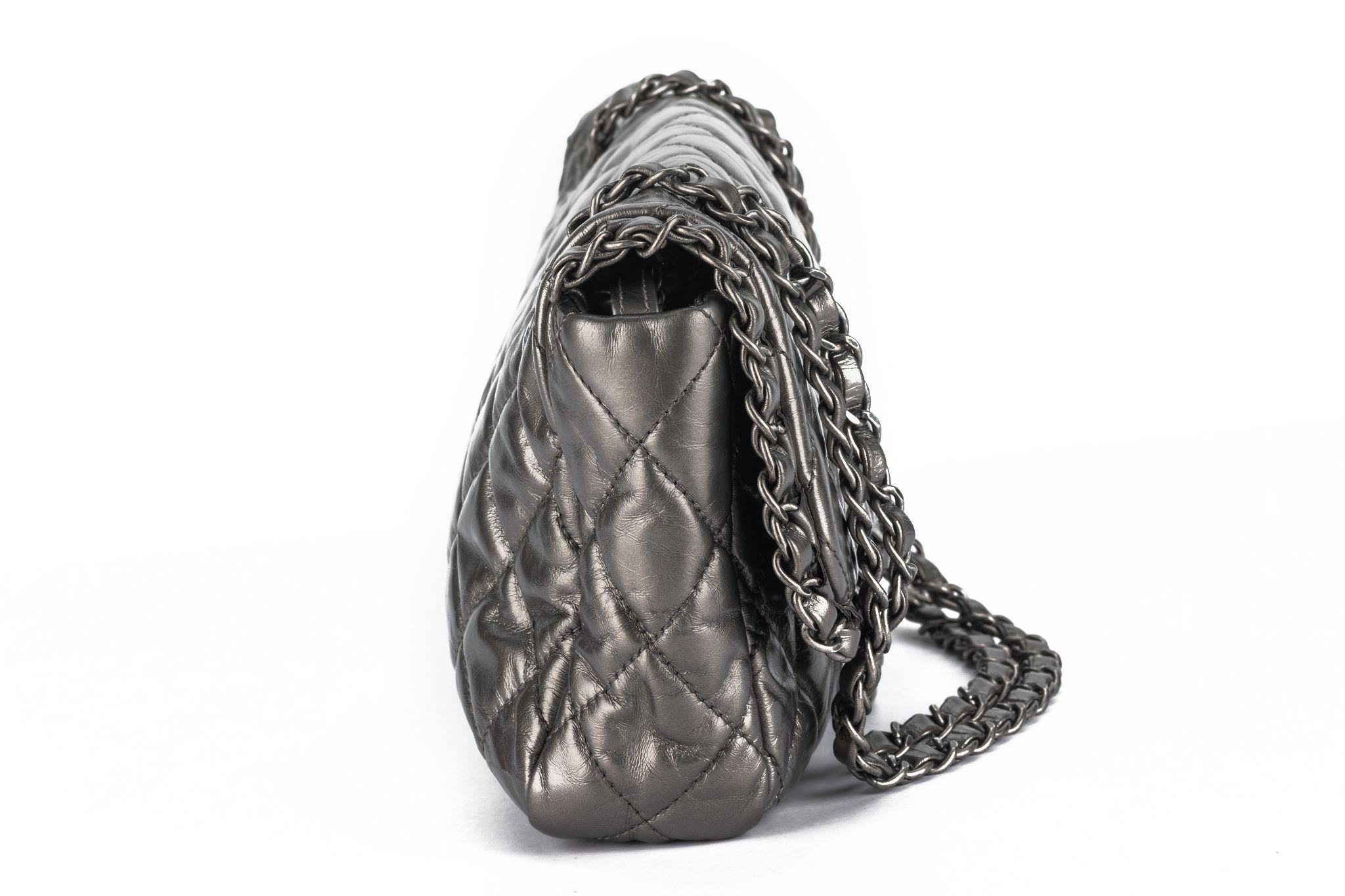 Gray Chanel Platinum Chain Me Flap Bag For Sale