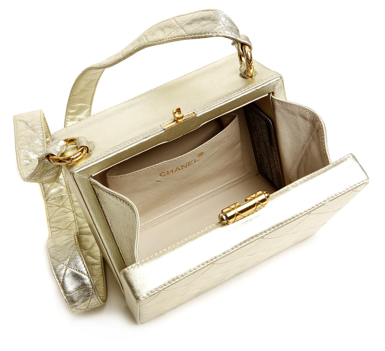 Chanel Platinum Leather Box Bag 3