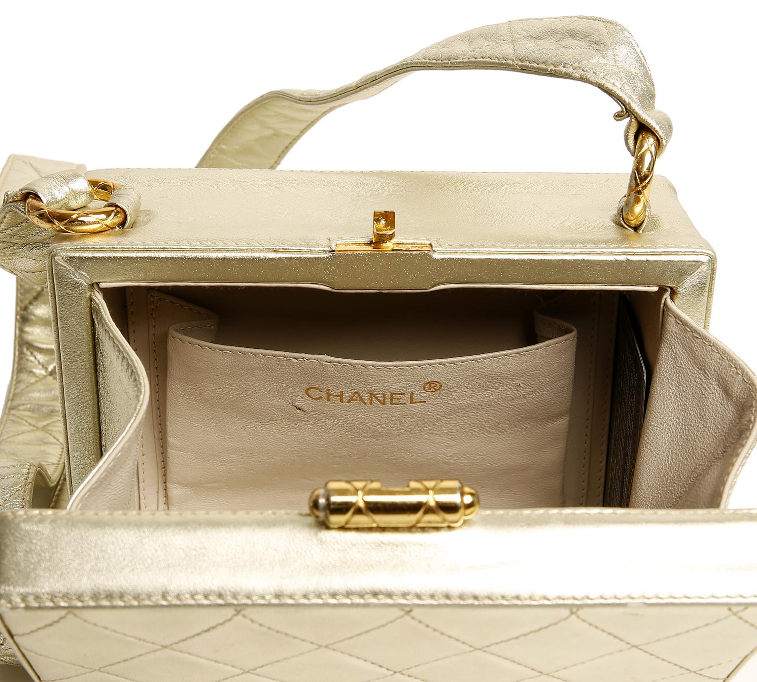 Chanel Platinum Leather Box Bag 4
