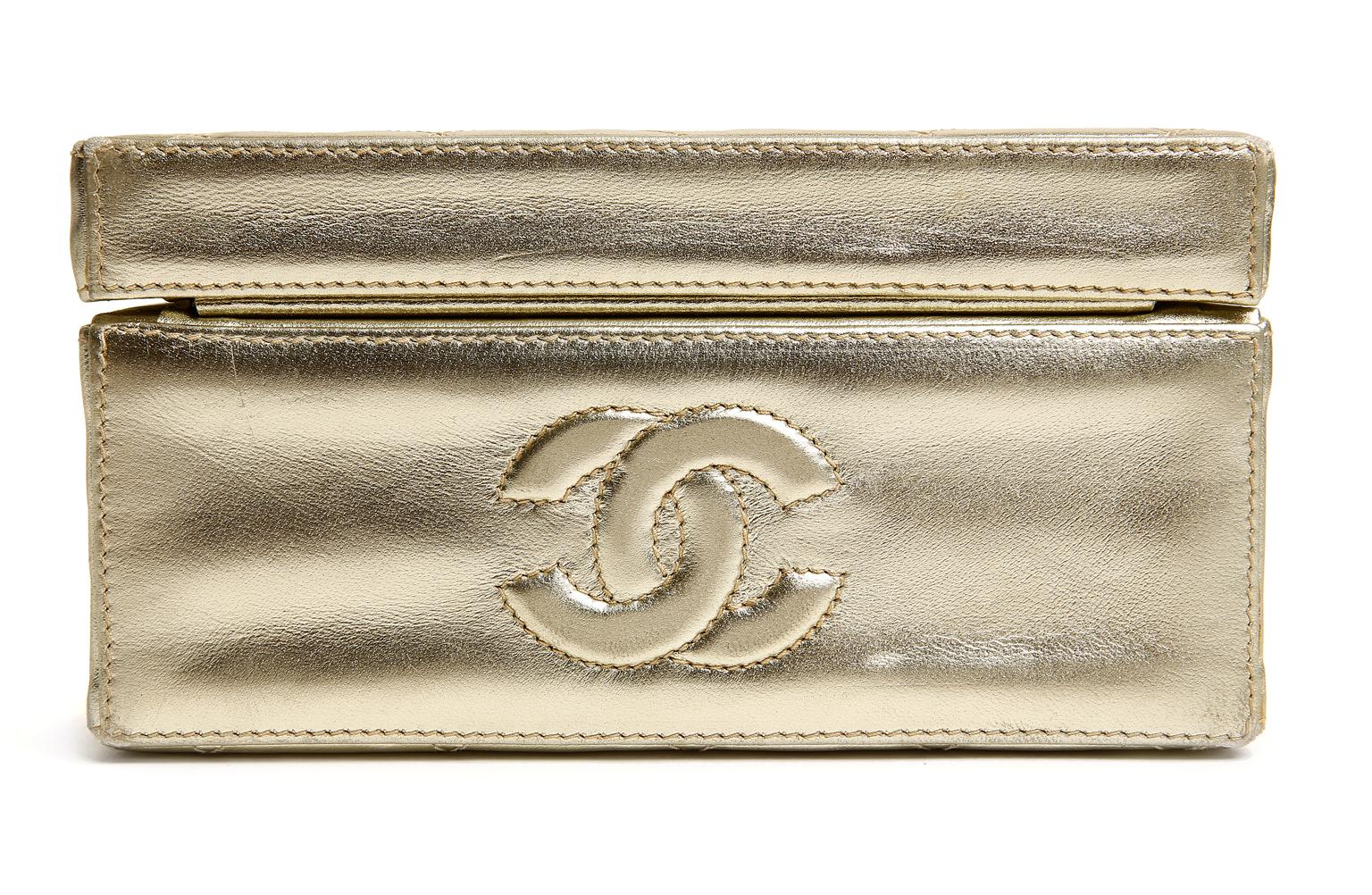 Beige Chanel Platinum Leather Box Bag