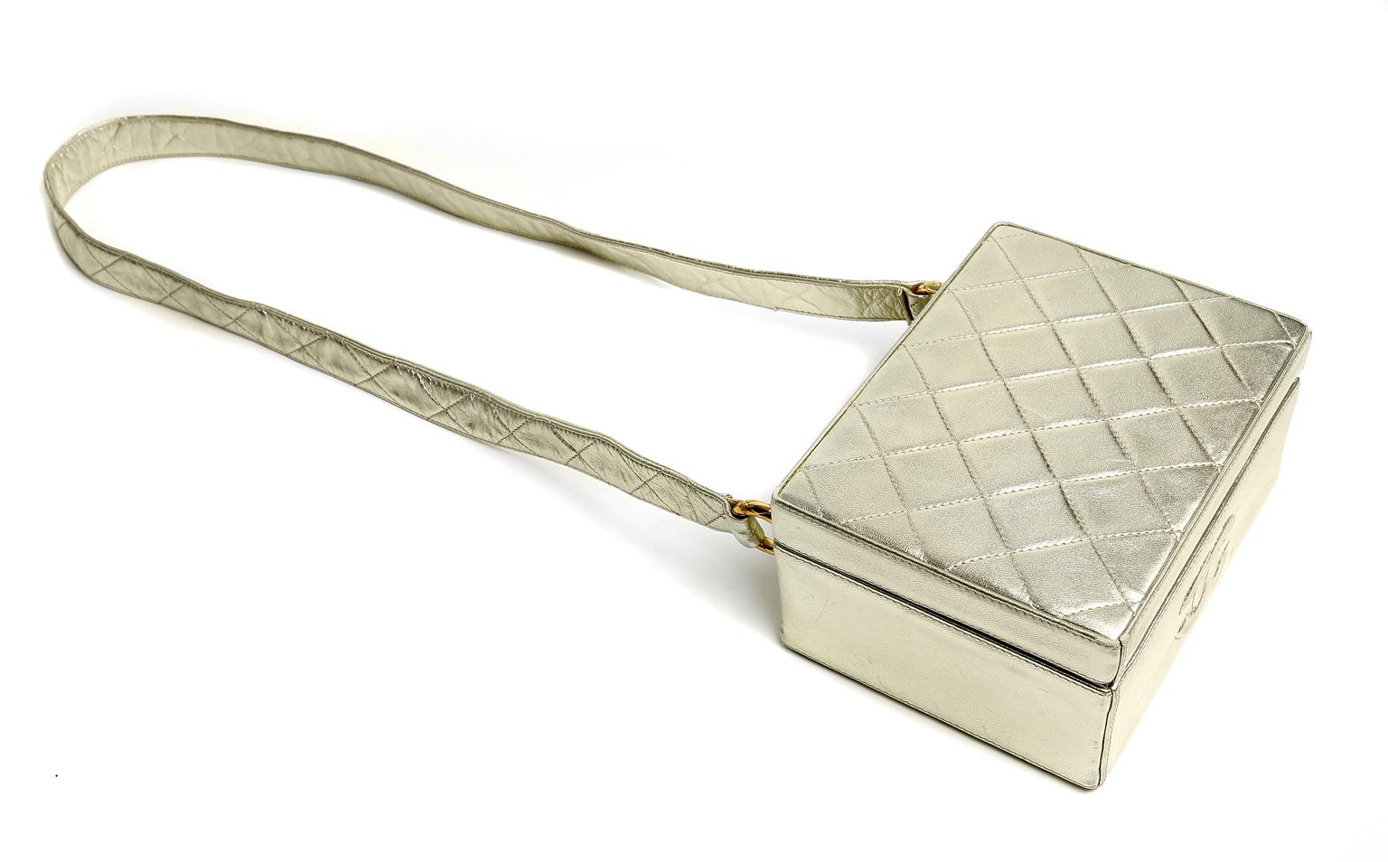 Chanel Platinum Leather Box Bag 2