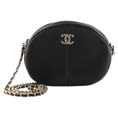 Chanel Pleated Camera Case Chevron Lambskin Small