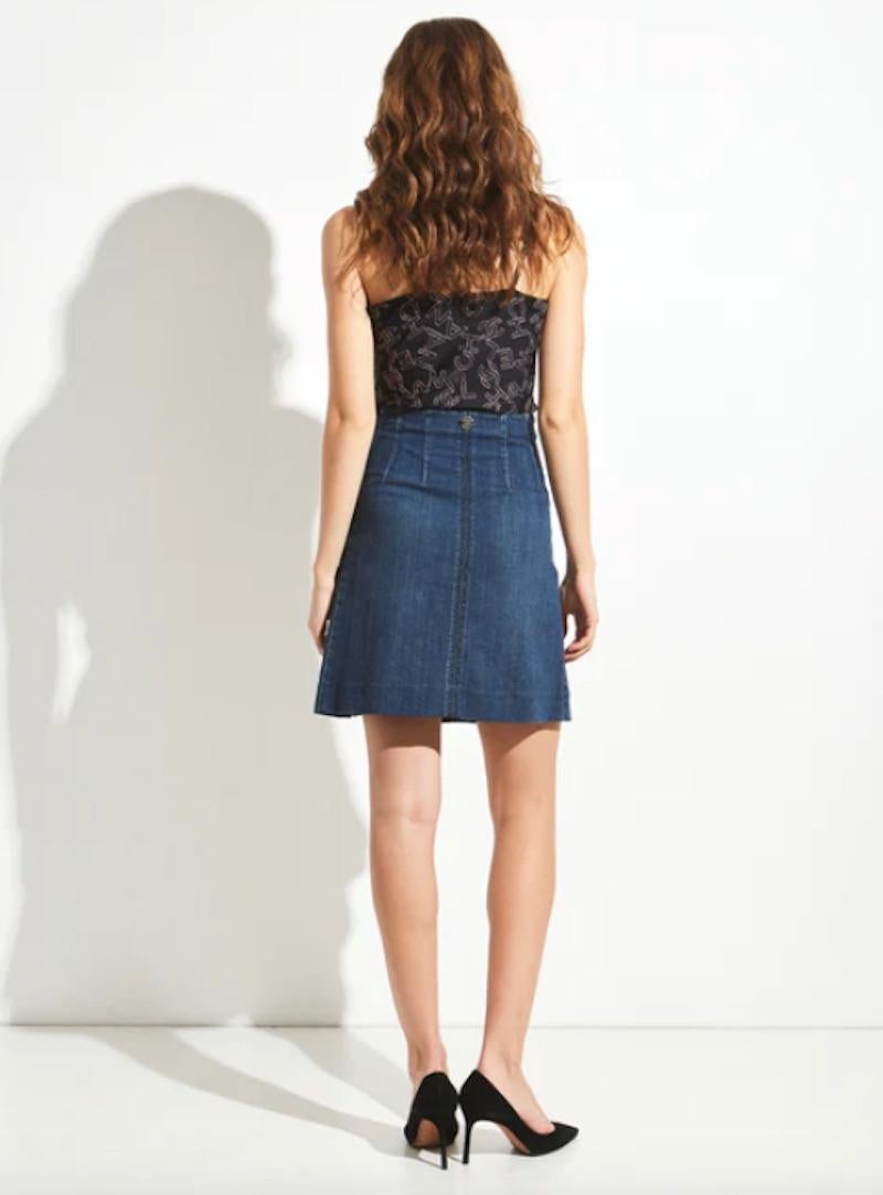 Black Chanel Pleated Denim Skirt For Sale