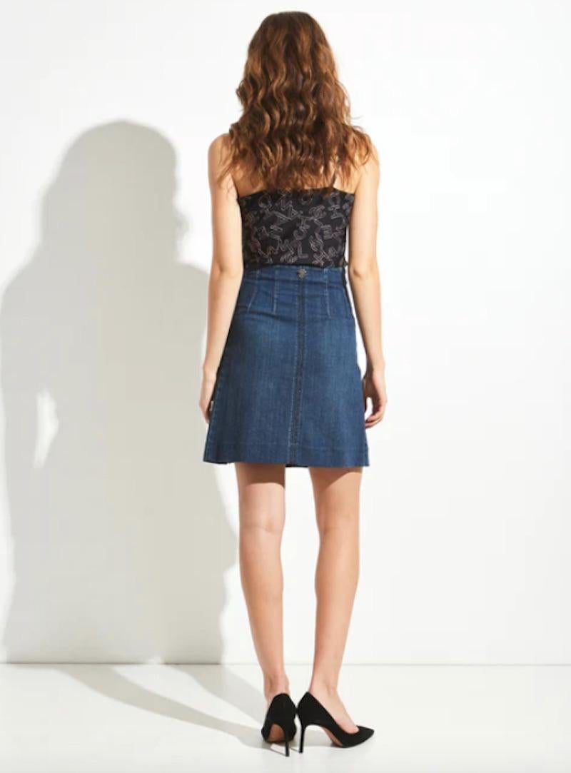 Chanel Plissee-Denim-Rock (Schwarz) im Angebot