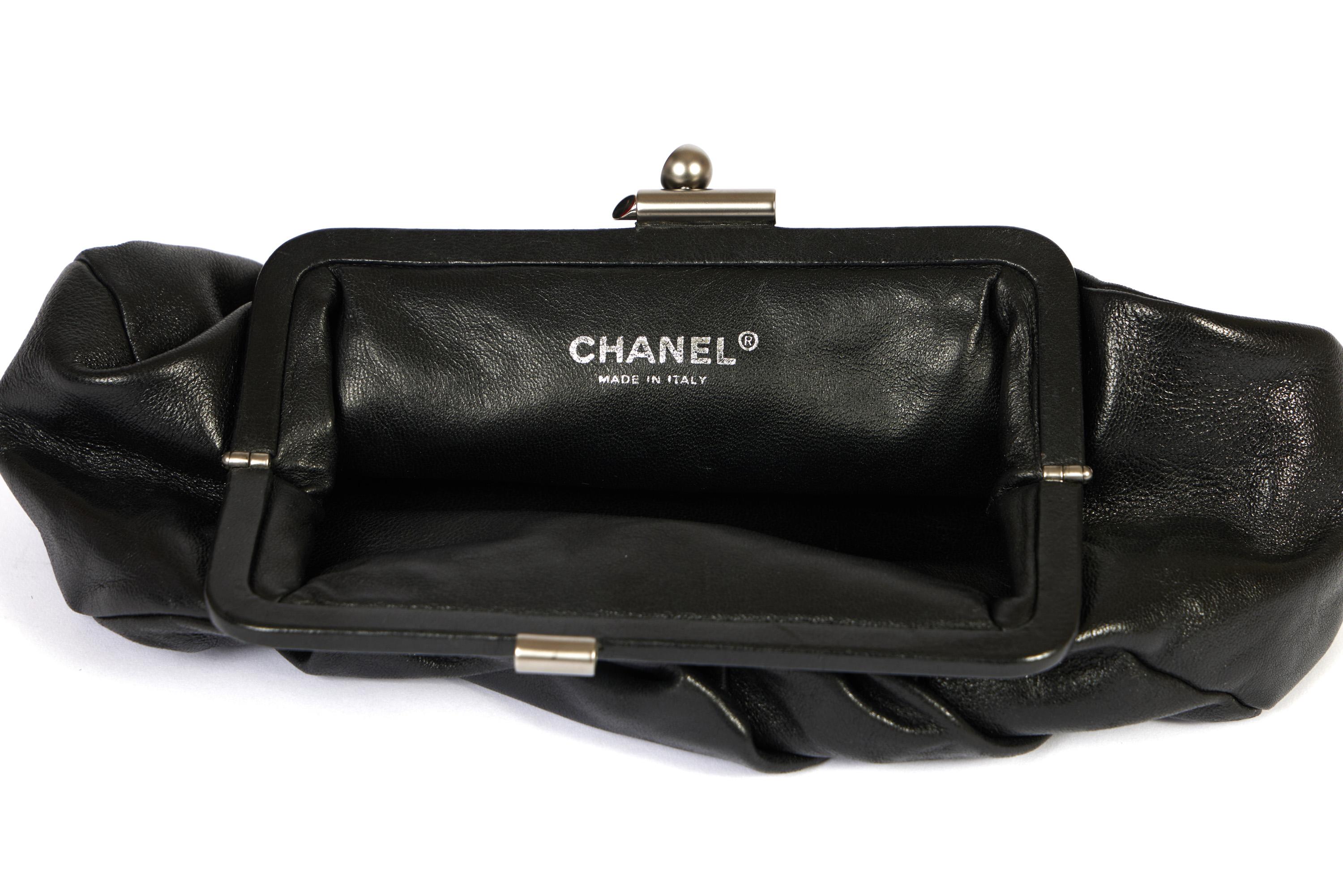 Chanel Pleated Lambskin Leather Clutch 2