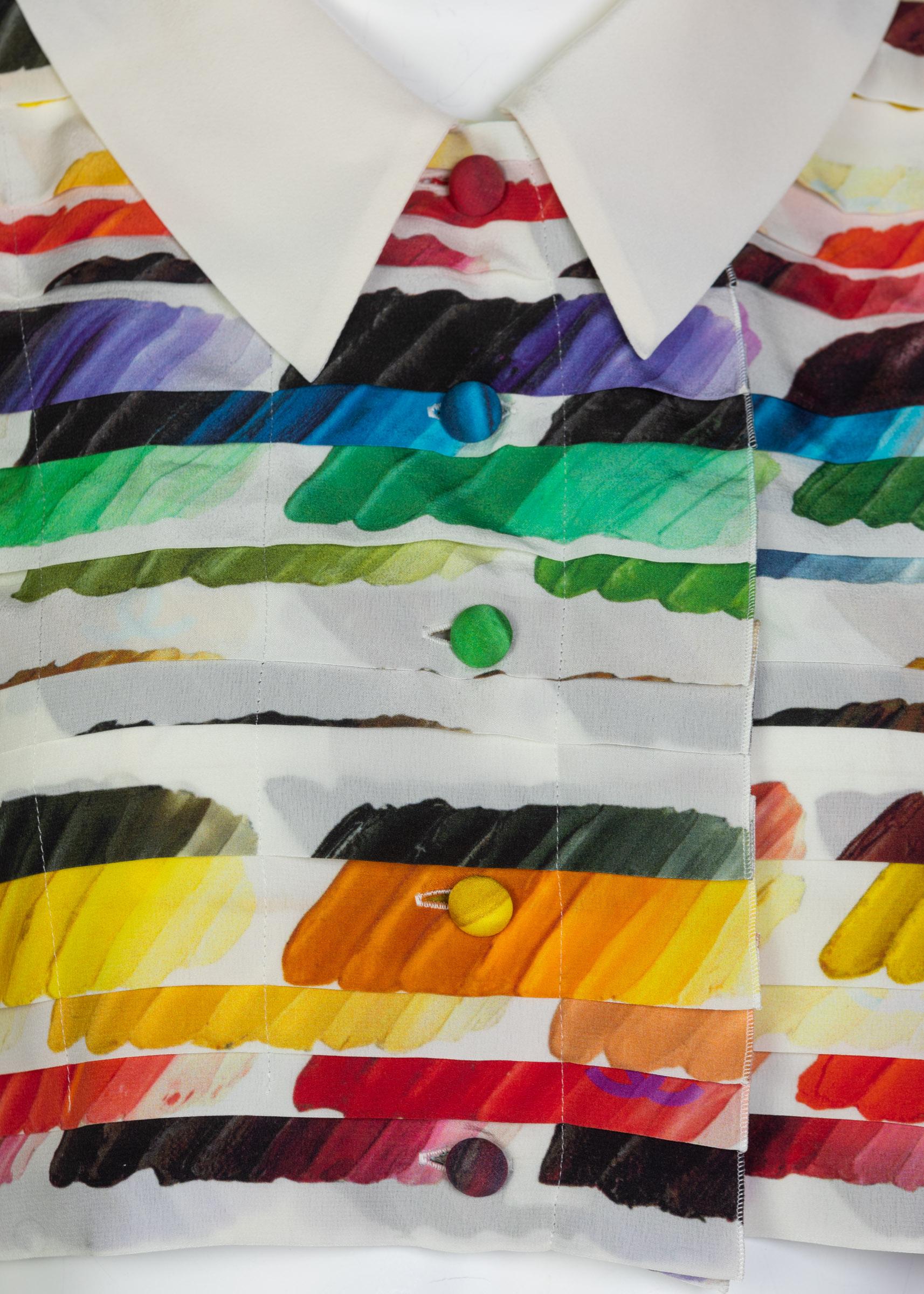 Chanel Plissee Regenbogen Cropped Bluse Top Laufsteg Frühjahr 2014 im Zustand „Hervorragend“ in Boca Raton, FL