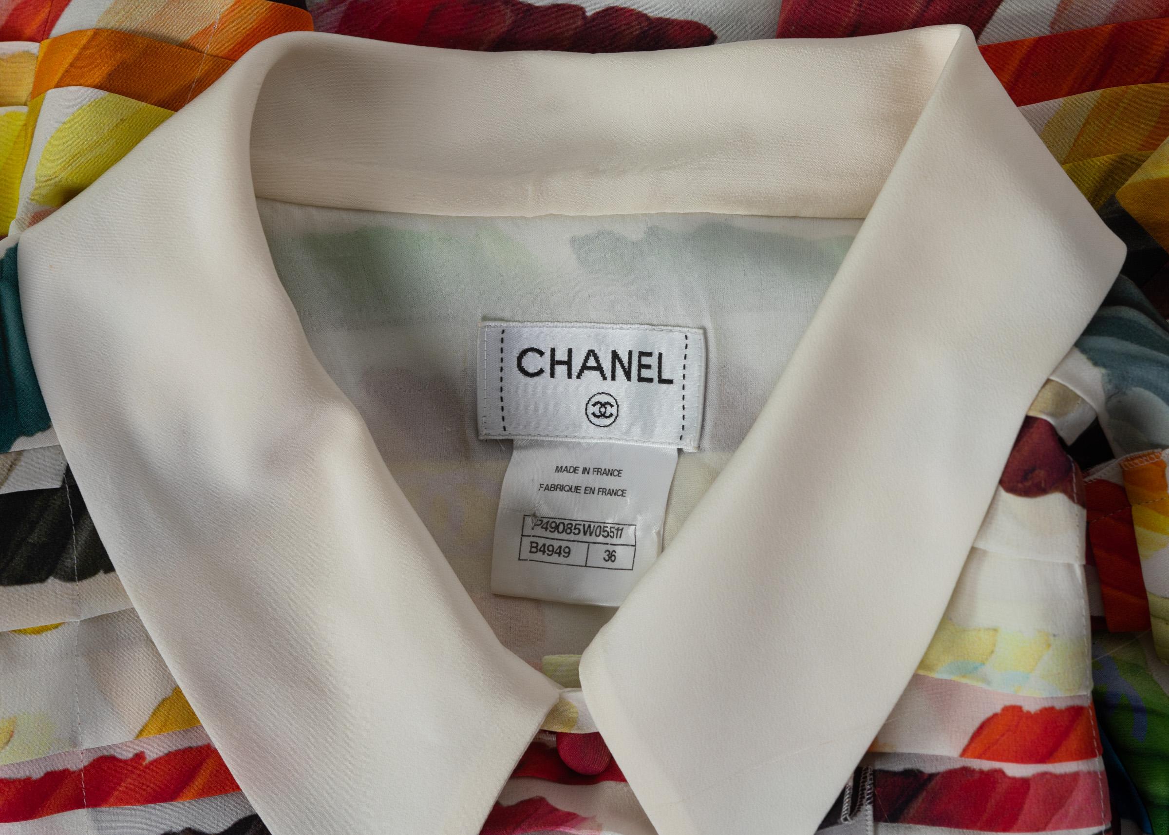 Chanel Plissee Regenbogen Cropped Bluse Top Laufsteg Frühjahr 2014 4