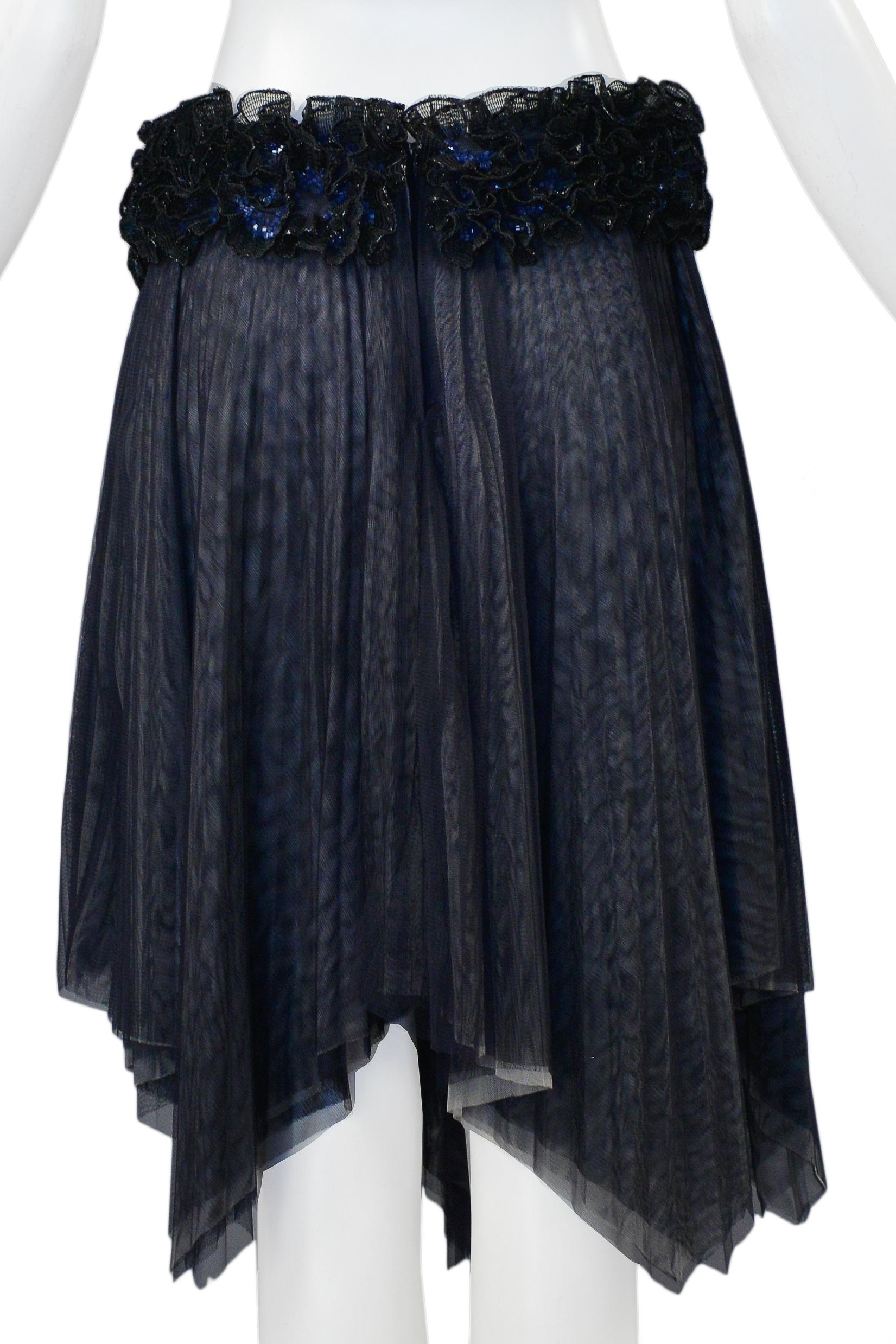 Women's Chanel Pleated Skirt With Floral Sequin Waistband For Sale
