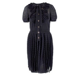 Chanel Pleated Weave Applique Detail Tea Dress FR 40 / US 8