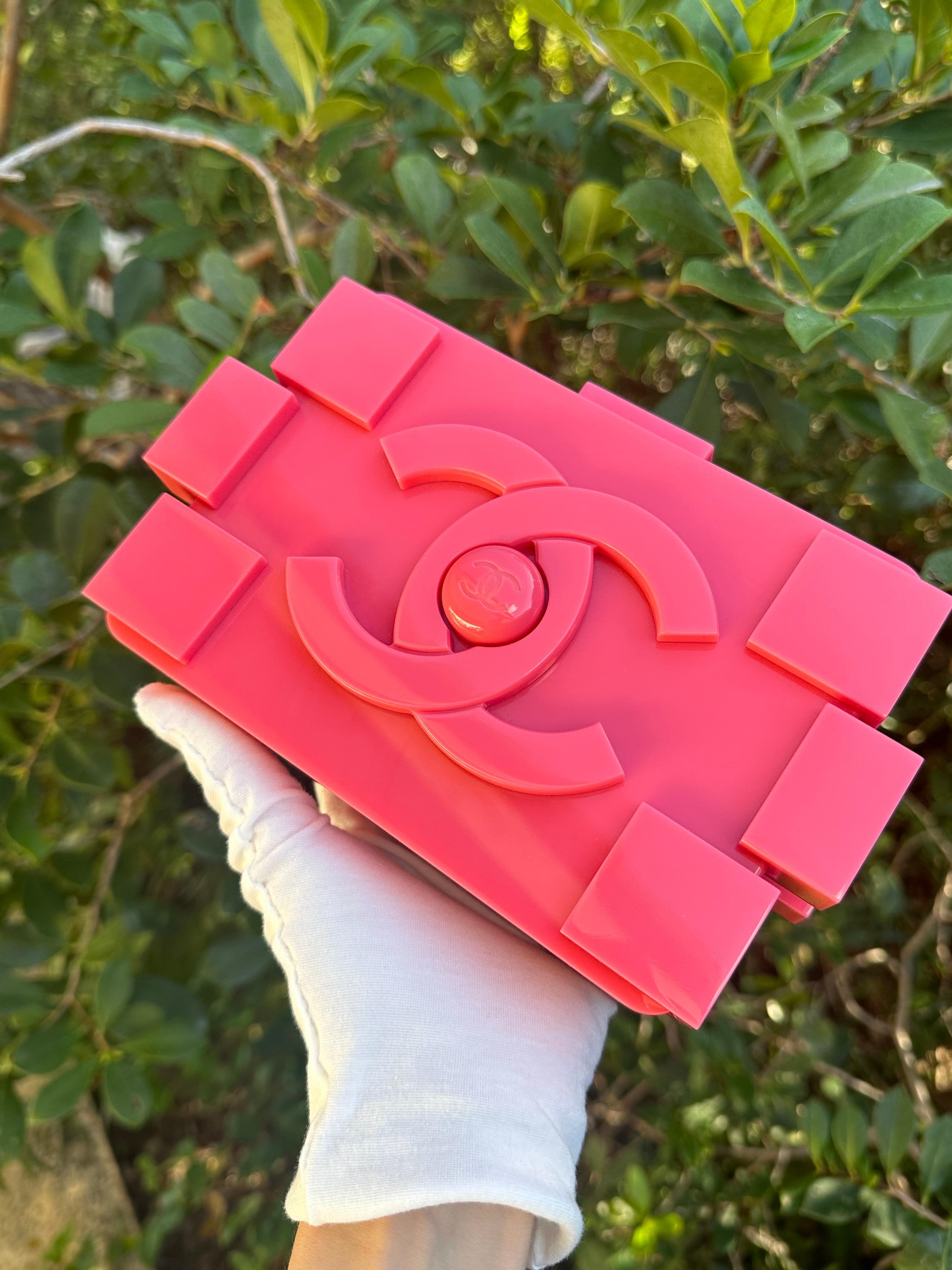 Chanel Plexiglass Pink Brick Lego Clutch Bag 4