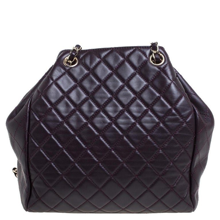 Chanel Plum Quilted Leather Timeless Classic Drawstring Bag at 1stDibs ...