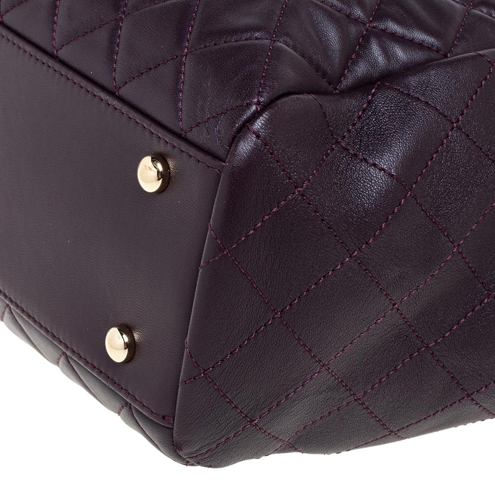 Chanel Plum Quilted Leather Timeless Classic Drawstring Bag In Good Condition In Dubai, Al Qouz 2