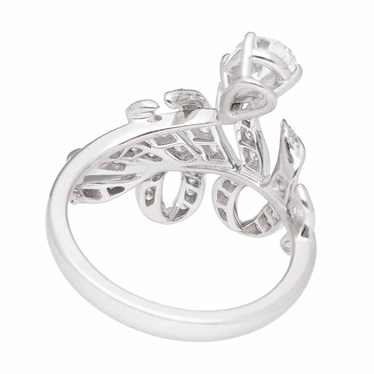 CHANEL Plume de chanel Diamond GIA 0.50ct E-VVS1 K18 White Gold Ring US 5 1/4 In Good Condition For Sale In Tokyo, JP