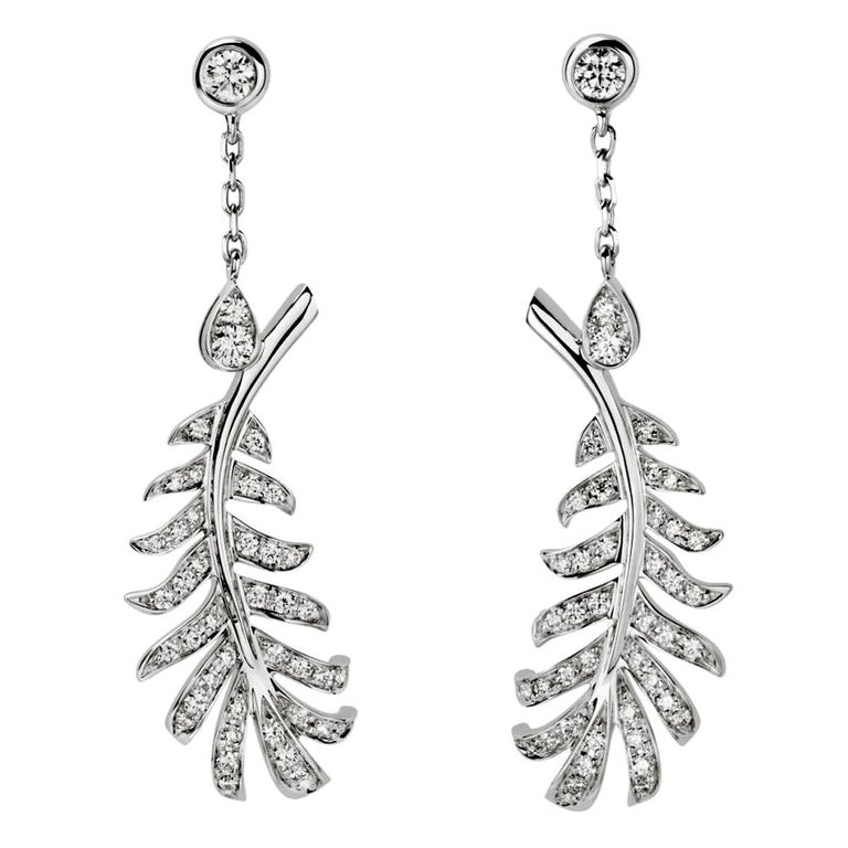 Chanel Plume Diamond White Gold Earrings at 1stDibs