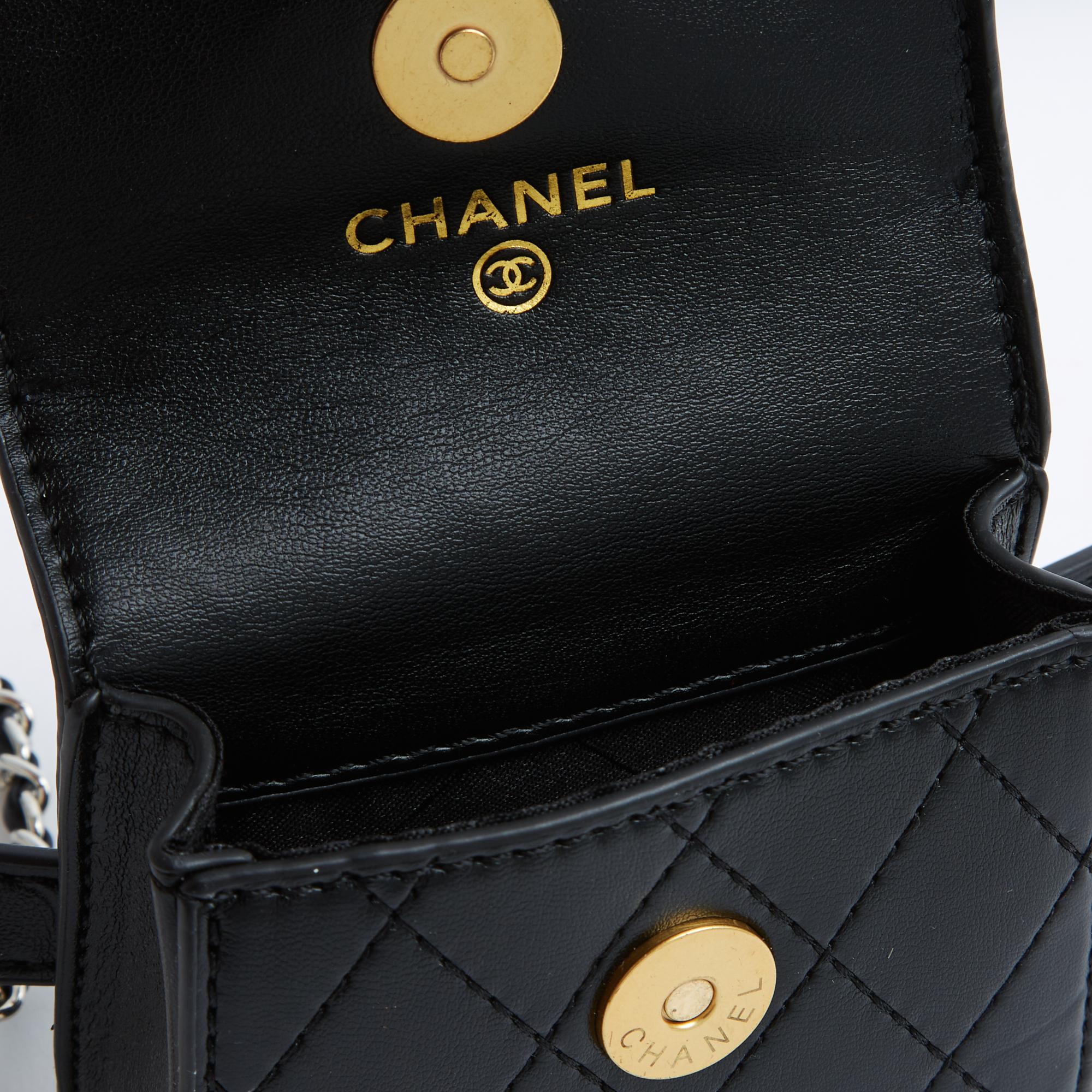 Chanel Pochette Ceinture Ajustable Classique Negro Plata Oro CC Bolso con Cinturón OS en venta 2