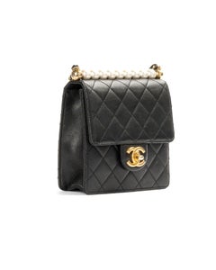 Chanel Phone Chic Pearl CC Quilted Black Clutch Bag