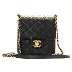 Chanel Phone Chic Pearl CC Quilted Black Clutch Bag