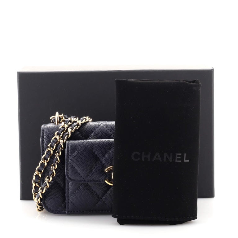 Chanel Pocket Twins Clutch with Chain Quilted Caviar at 1stDibs