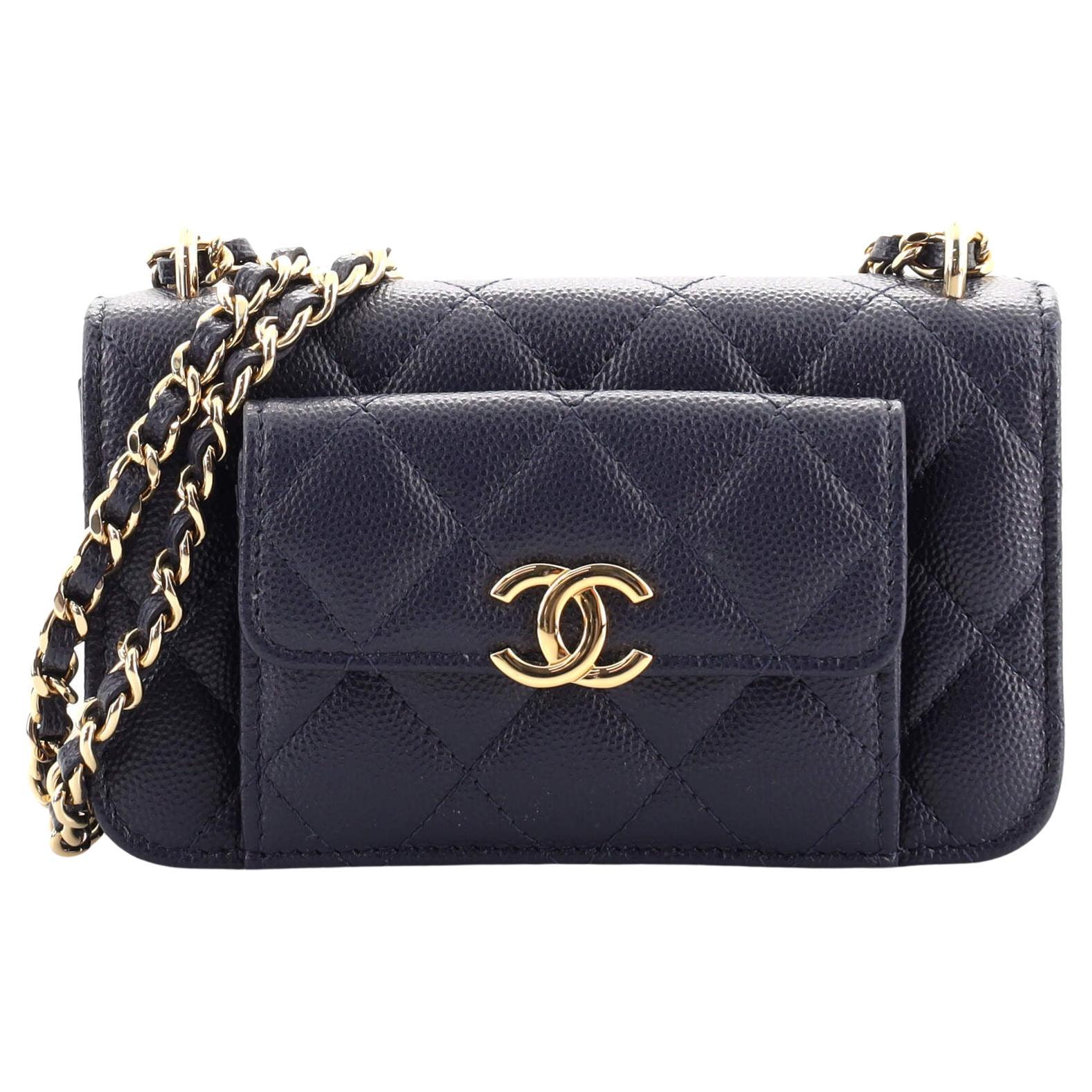 Chanel Pocket Twins Clutch with Chain Quilted Caviar