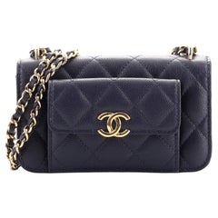 Chanel Taschen-Twins-Clutch mit Kette, gesteppt, Kaviar