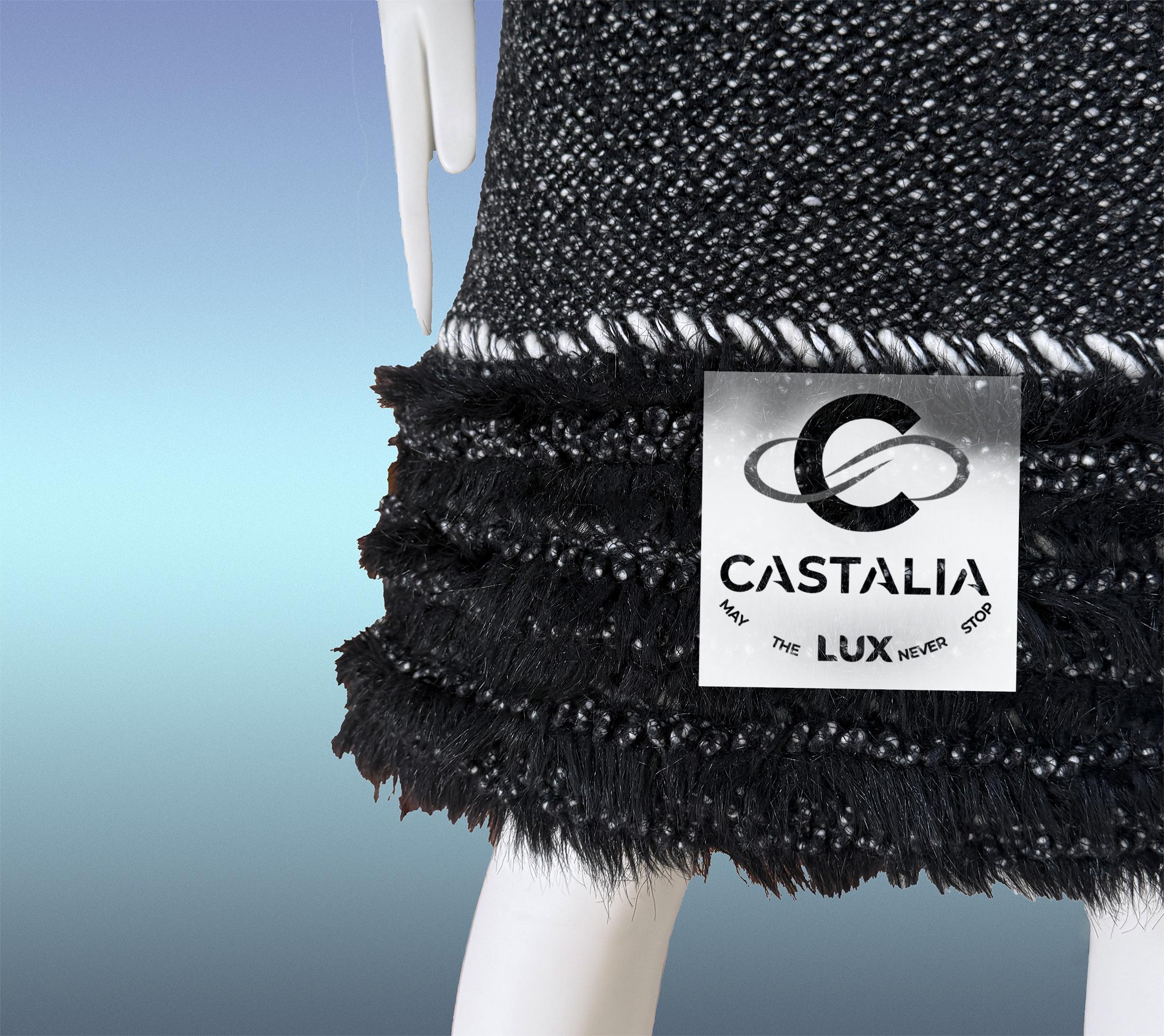 Chanel Polar Dream Sammlerstück Kleid mit Fantasy Pelz 40 FR im Angebot 5