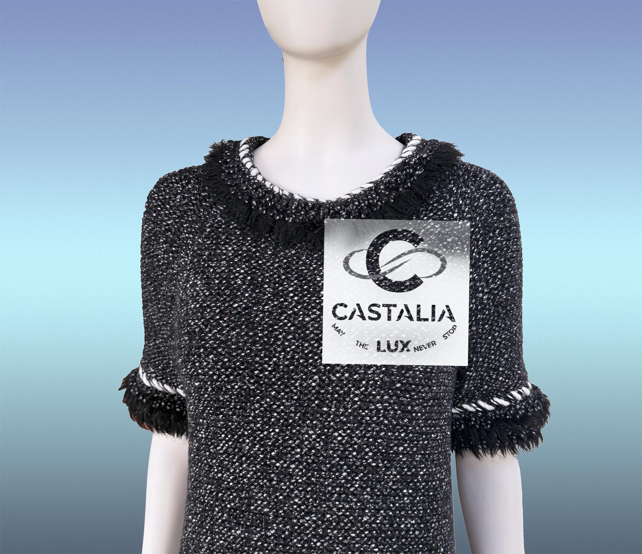 Chanel Polar Dream Sammlerstück Kleid mit Fantasy Pelz 40 FR im Angebot 2