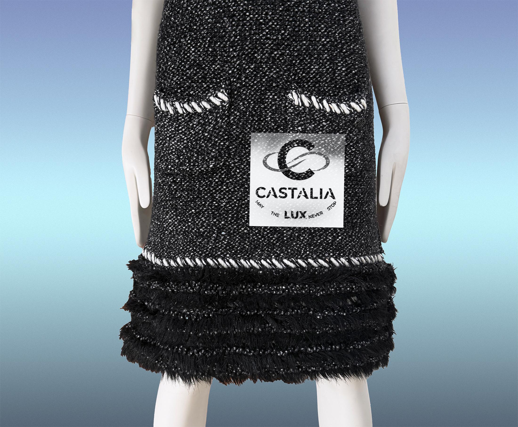 Chanel Polar Dream Sammlerstück Kleid mit Fantasy Pelz 40 FR im Angebot 4
