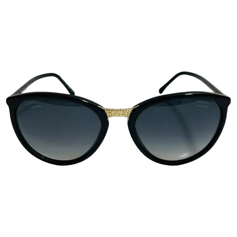 new CHANEL gold CC logo chain grey polarized sunglasses 5439-Q 622/S8 at  1stDibs