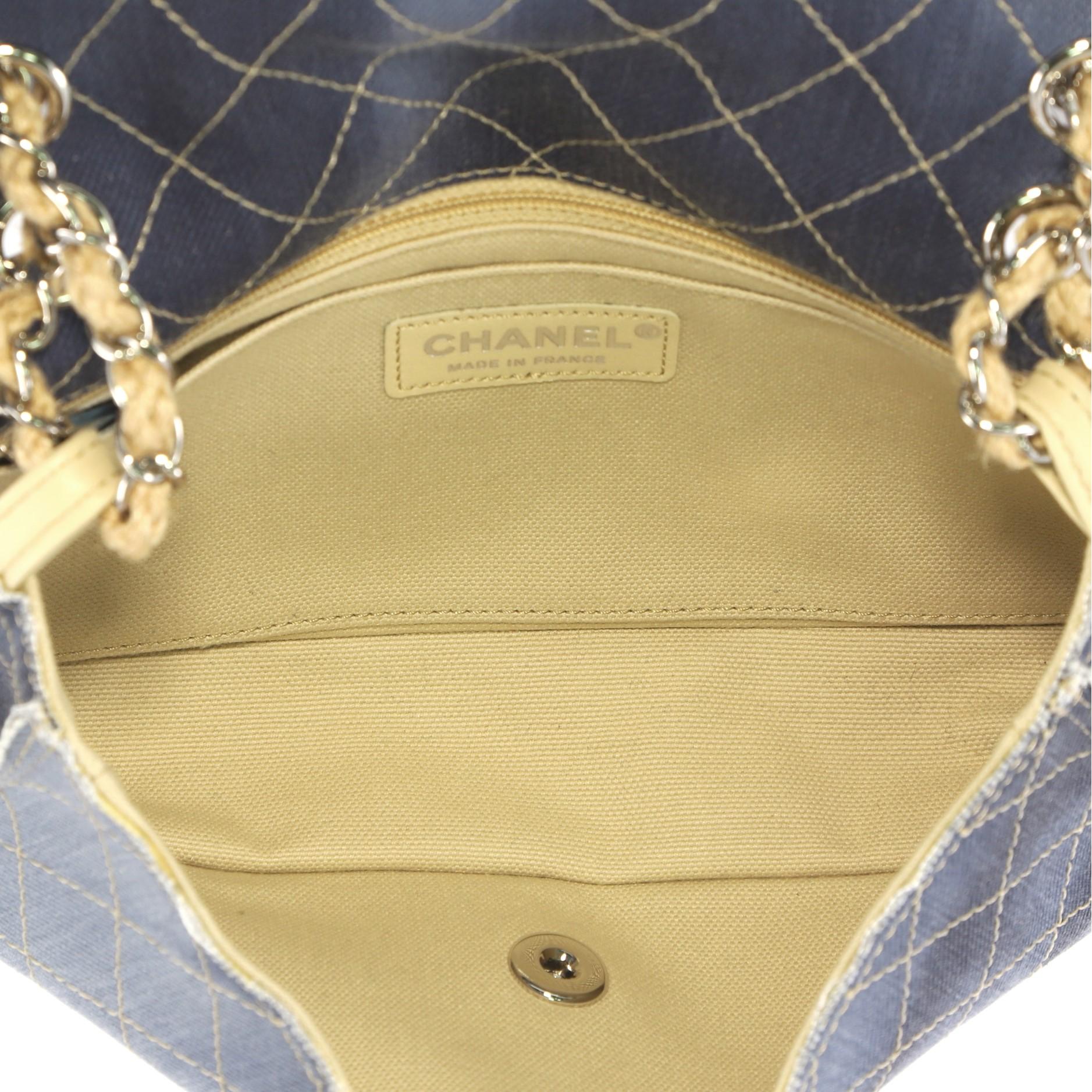 Women's Chanel Pom Pom CC Flap Bag Printed Denim Medium