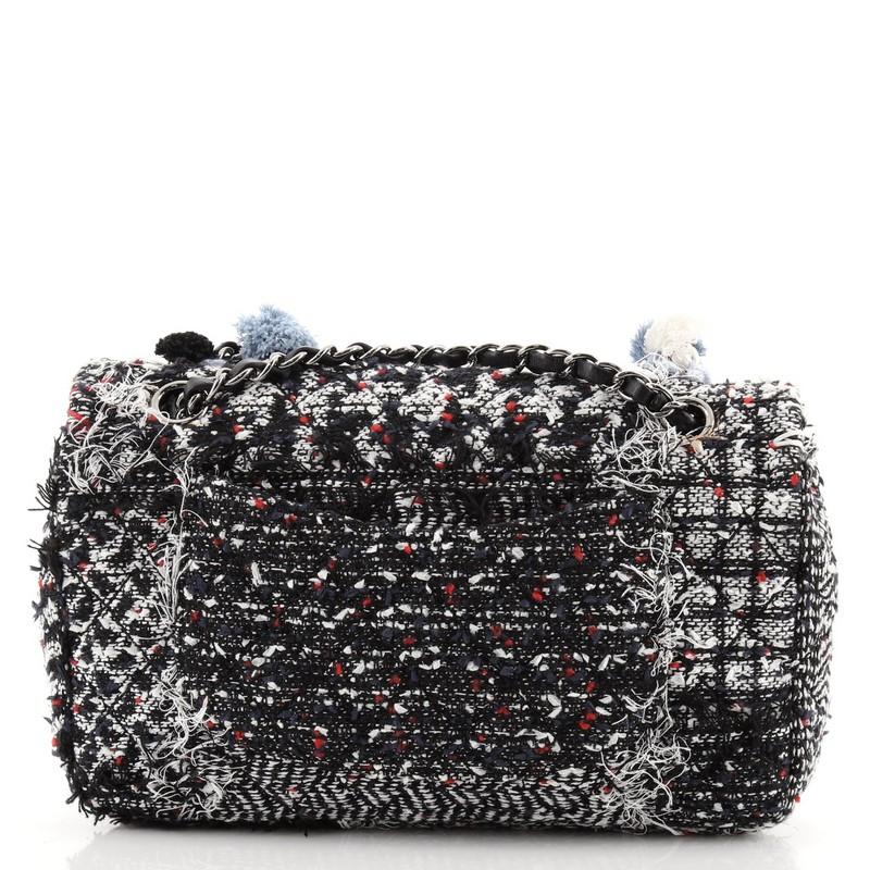 Chanel Pom Pom CC Flap Bag Quilted Tweed Medium In Good Condition In NY, NY