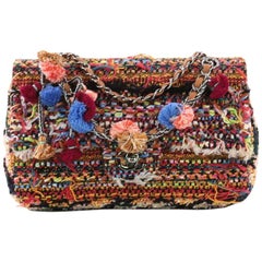 Chanel Pom Pom CC Flap Bag Quilted Tweed Medium