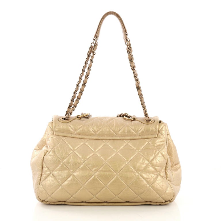 Chanel Pondichery Flap Bag Quilted Aged Calfskin Large at 1stDibs