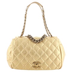Chanel Pondichery Klappe Tasche aus gestepptem gealtertem Kalbsleder groß