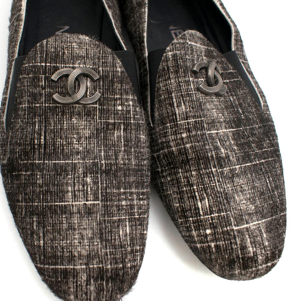 Chanel Pony Hair Check CC Loafers - Size 38.5 For Sale 1