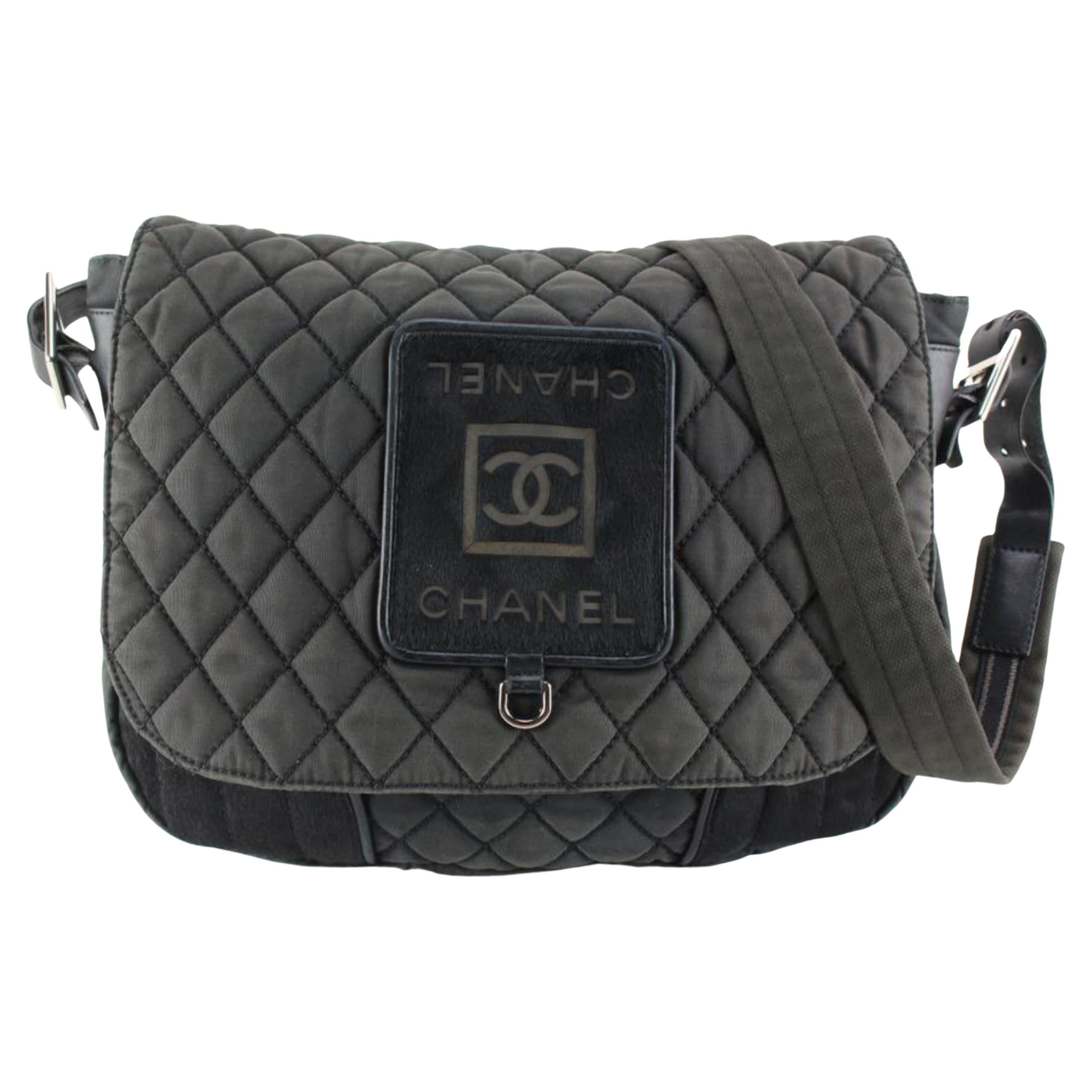 Chanel Pony Hair Quilted Charcoal CC Sports Logo Messenger Crossbody 42cc722sW, Women's, Size: One size, Grey