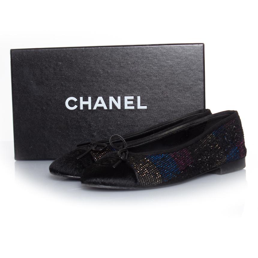 Chanel, ponyskin and lurex ballerina For Sale 3