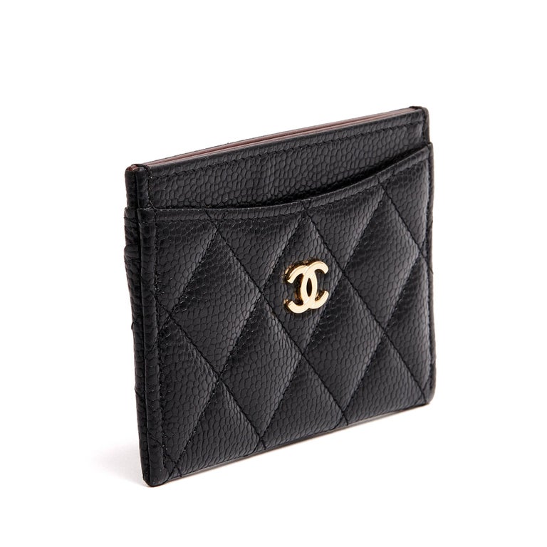 Chanel Porte Carte Classique Black Leather Golden CC Card Holder