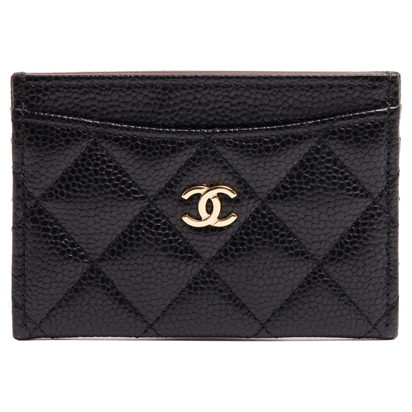 Chanel Porte Carte Classique Cuir Noir Golden CC Card Holder Wallet Pristine en vente