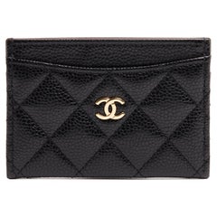 Chanel Porte Carte Classique Cuir Noir Golden CC Card Holder Wallet Pristine