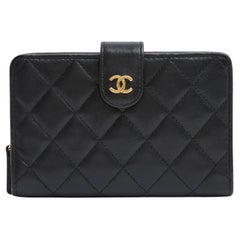 Chanel Portefeuille Compact Classique CC Black Leather Wallet in box