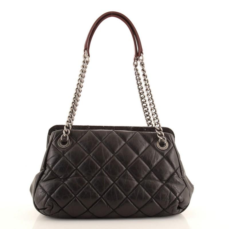 Chanel  Portobello Bowler Bag Quilted Aged Calfskin and Tweed Medium In Good Condition In NY, NY