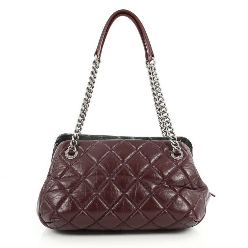Women's or Men's Chanel Portobello Bowler Bag Quilted Aged Calfskin and Tweed Medium
