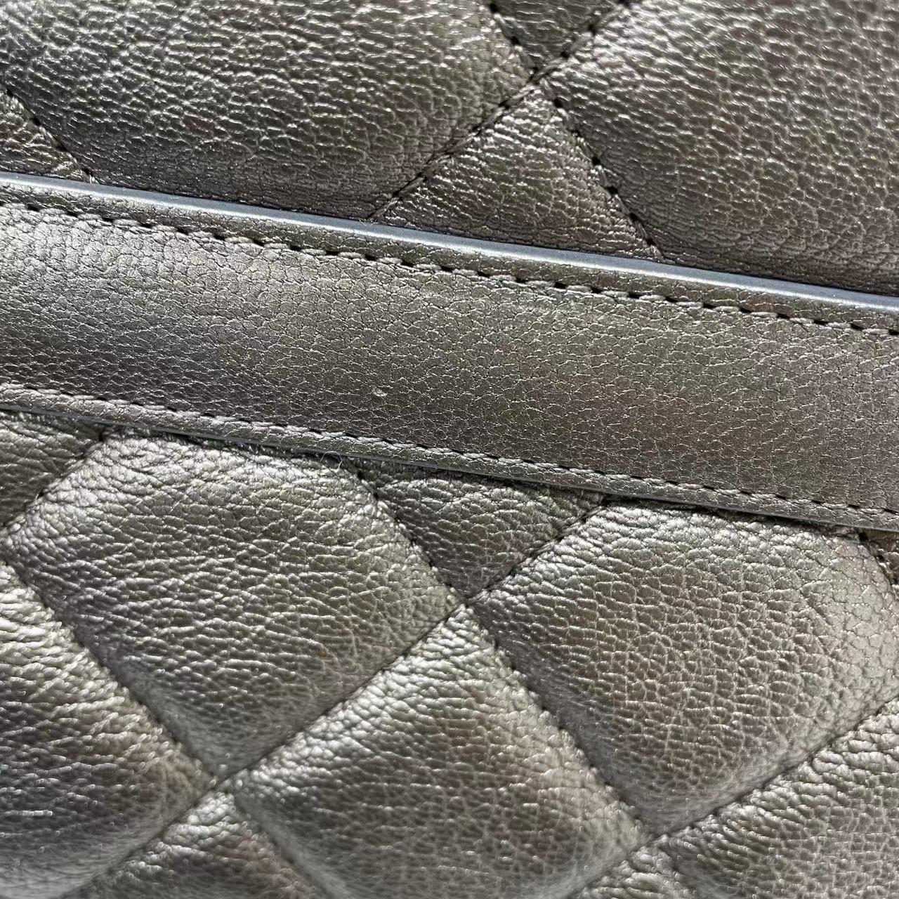 Chanel Portobello ChainTote Bag Bronze Metallic Silver Calfskin For Sale 12