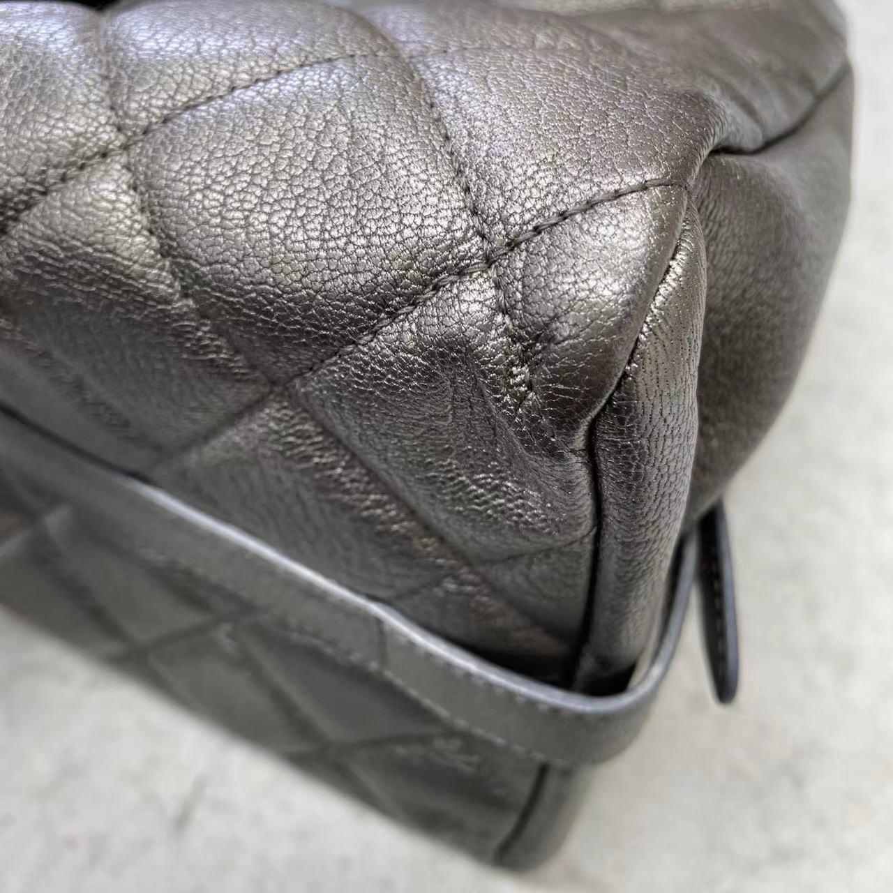 Chanel Portobello ChainTote Bag Bronze Metallic Silver Calfskin For Sale 13