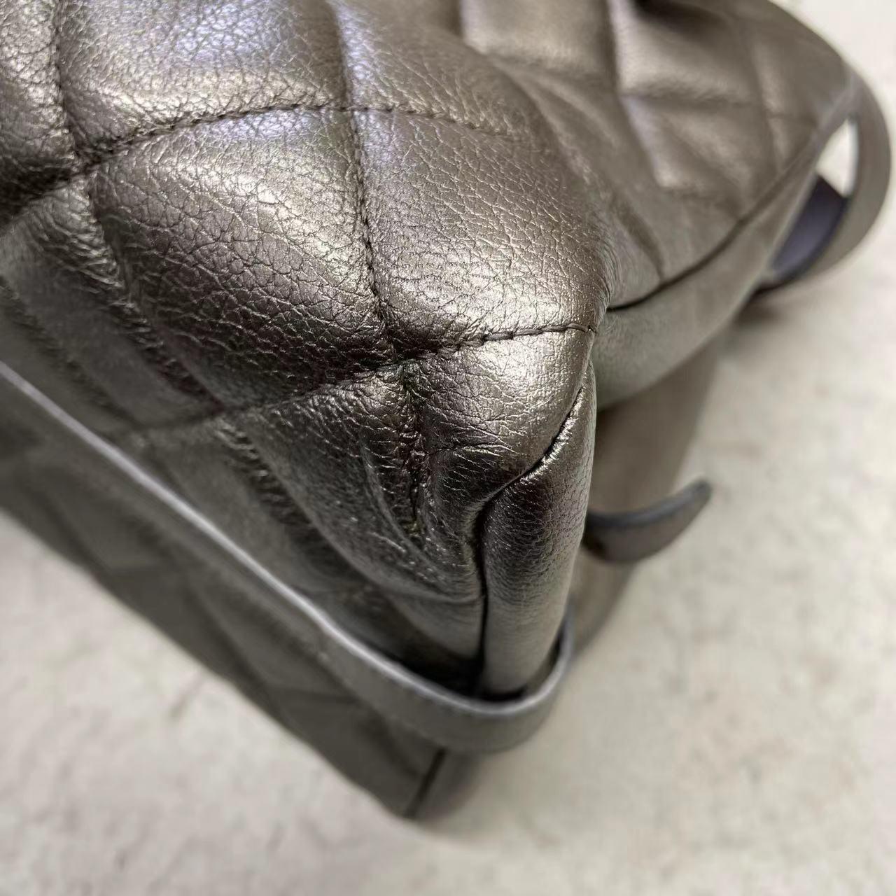 Chanel Portobello ChainTote Bag Bronze Metallic Silver Calfskin For Sale 15