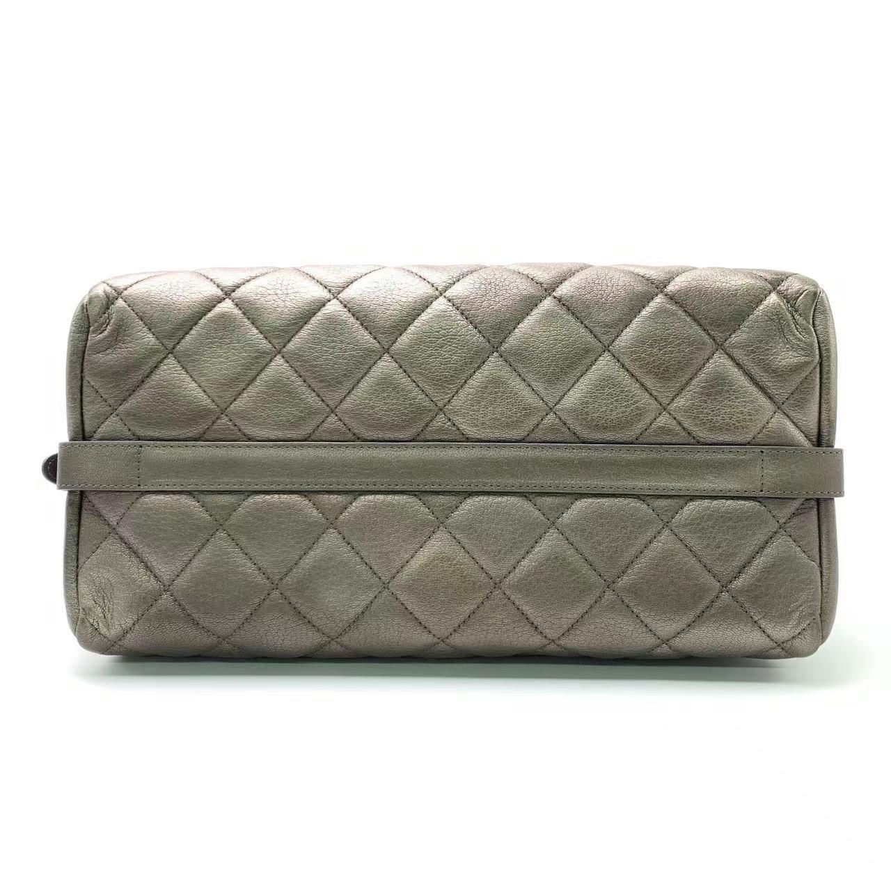 Chanel Portobello ChainTote Bag Bronze Metallic Silver Calfskin For Sale 2