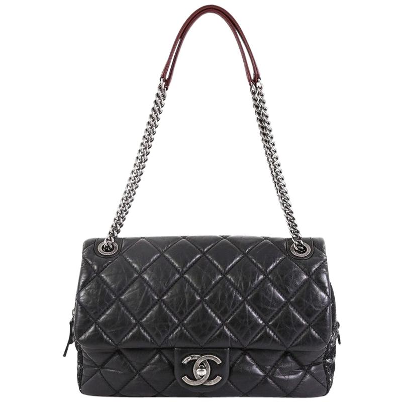 Chanel Portobello Flap Bag Quilted Aged Calfskin with Tweed Jumbo at ...
